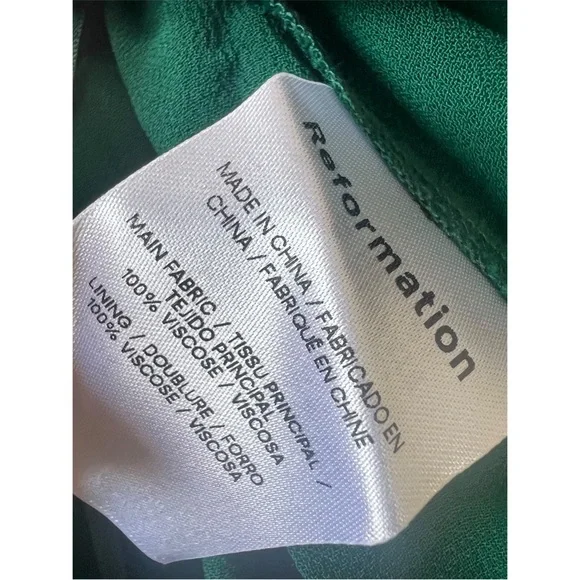NWT Reformation Winslow Short Sleeve V-Neck Wrap Maxi Dress Small Emerald Green - Picture 6 of 8